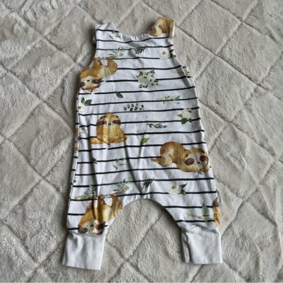 Lucydawn | "Sloths & Stripes" Sleeveless Romper | Size 3-6 Months - Picture 8 of 8